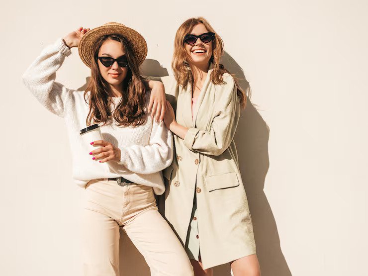 two young beautiful smiling hipster female trendy white sweater coat 158538 16931 (1)